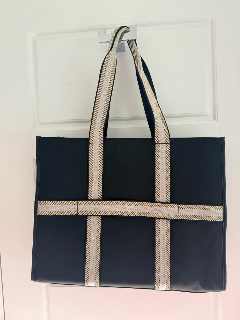 Ted Baker Black Tote Bag with Gold and Cream Straps
